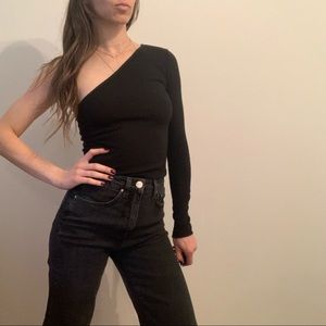 Posse One-Shoulder Ribbed Top (Worn Once)